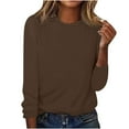 thumbnail image 1 of AherBiu Womens Long Sleeve Tops Crewneck Basic Layer Top Tee Tshirts Solid Color Dailywear, 1 of 4