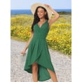 thumbnail image 3 of DARING DIVA Women's V Neck Sleeveless Midi Wrap Dresses M Green, 3 of 8