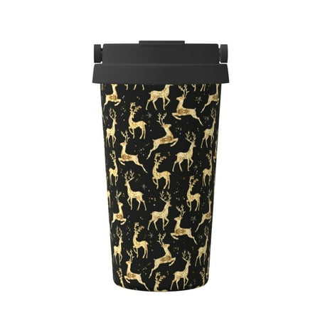 

Adobk Christmas Gold Deers Print Stainless Steel Coffee Mug -Vacuum Insulated Coffee Tumbler - Leakproof Travel Mugs Insulated for Hot & Cold Drinks