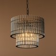 thumbnail image 5 of 4-Light Modern Luxury Matte Black 2-Tier Round Chandelier 16'' With Glass Rods Accent, 5 of 5