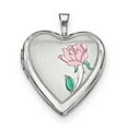 thumbnail image 1 of Médaillon Cœur Fleur Émaillée Plaqué Rhodium en Argent Sterling 20mm QLS323 (25mm x 20mm), 1 of 3
