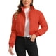 thumbnail image 1 of Chaqueta bomber de invierno para mujer INSPIRE CHIC, abrigo holgado acolchado, cortado, talla XS, roja, 1 of 6