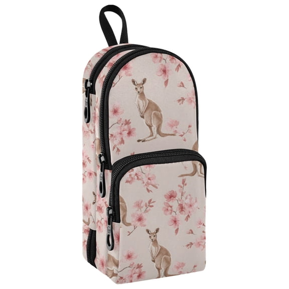 ALAZA Kangaroo Cherry Flower Pencil Case Pen Pouch Stationery Organizer Bag