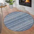 thumbnail image 2 of Modern Geometric Round Rug 4 Ft Small Non-Slip Washable Rug Low Pile No-Shedding Throw Rugs Grey Indoor Carpet Nursery Entryway Foyer Navy, 2 of 7