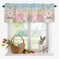 thumbnail image 2 of Valance for Windows,Happy Easter Rabbit Spring Flower Valances Curtain Rod Pocket Valance for Kitchen Bedroom Living Room Bathroom,Eggs Butterfly Colorful Wood Short Curtains Window Treatment 42x12in, 2 of 9