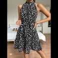 thumbnail image 4 of Vestidos de Verano para Mujer, con Cuello Halter, Sin Mangas, Estilo Bohemio, con Lunares y Volantes, para Playa, 2025 Negro L, 4 of 7