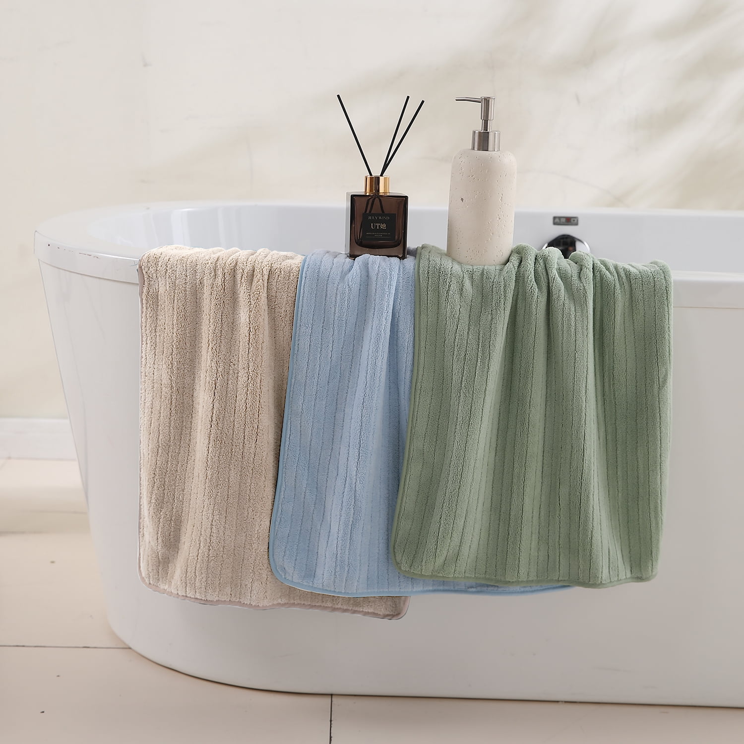Covina Home 12 Pack Camel Hand Towel Set, Oversized Ultra Soft Microfiber Bathroom Bath Hand Towel Set Adult Luxury Lightweight Cozy Collection