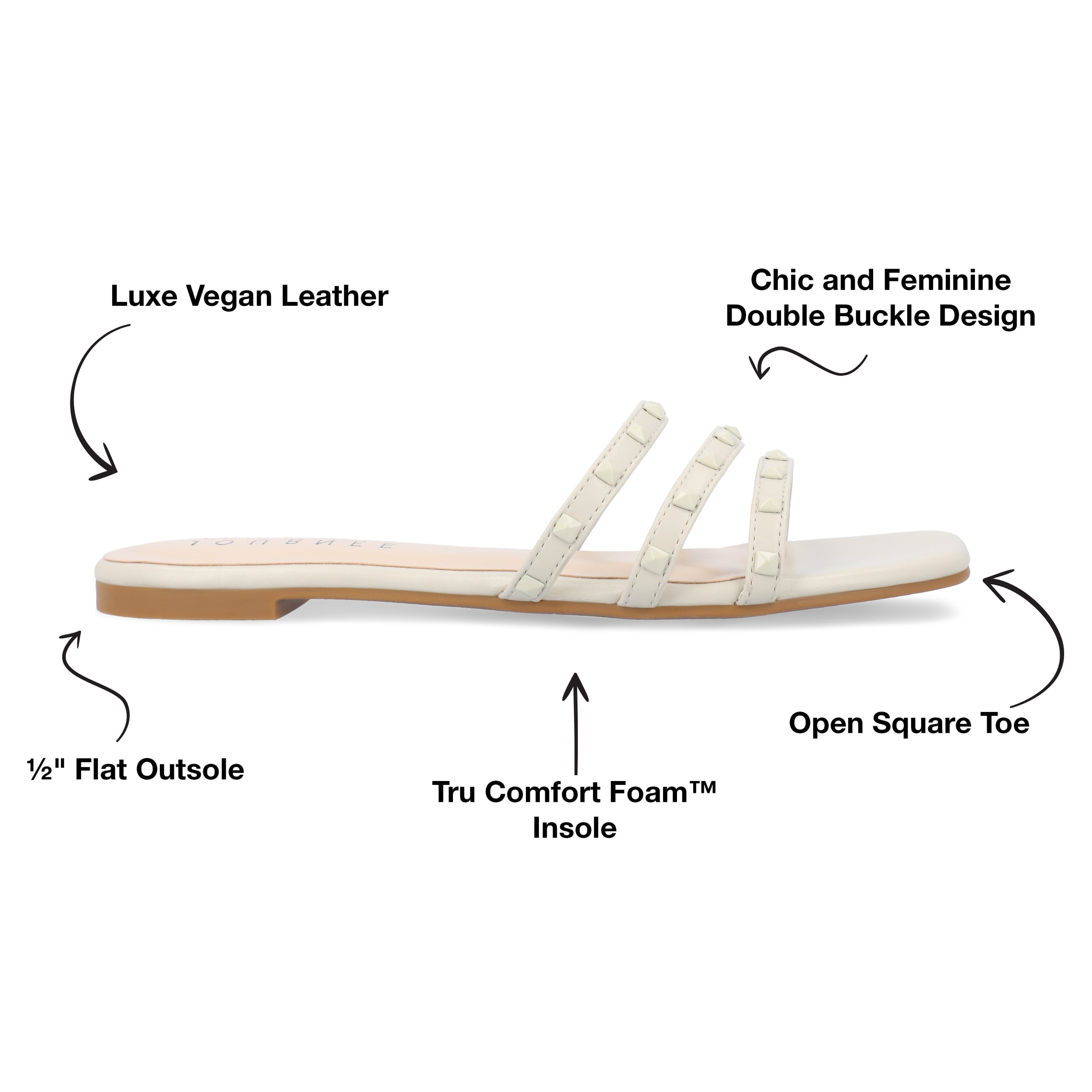 Journee Collection Womens Camarie Slip On Slide Multi Strap Sandals