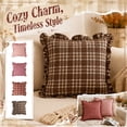 thumbnail image 4 of Ruffle Gingham Pillow Covers 18" x 18", Red Plaid | Soft & Breathable Gingham Pillow Cases, Linen Feel Ruffled Plaid Pillow Cover with Envelope Closure for Sofa Bed, 4 of 6