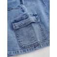 thumbnail image 4 of Womens Medium Wash Denim Mini Skirt With Cargo Flap Pockets And Button, 4 of 30