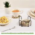 thumbnail image 6 of Haosy Set of 6 Drink Woven Coaster with Holder Heat Resistant Non-Slip Bar Coasters 4 Inches Turtle on Wooden Pile, 6 of 7