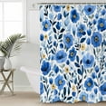 thumbnail image 2 of Extra Long Shower Curtain 72x96 Inch, Elegant Spring Floral Shower Curtain Waterproof Bathroom Decor Blue Flower Summer Botanical Fabric Bath Curtain Set Accessories with Hooks, 2 of 6