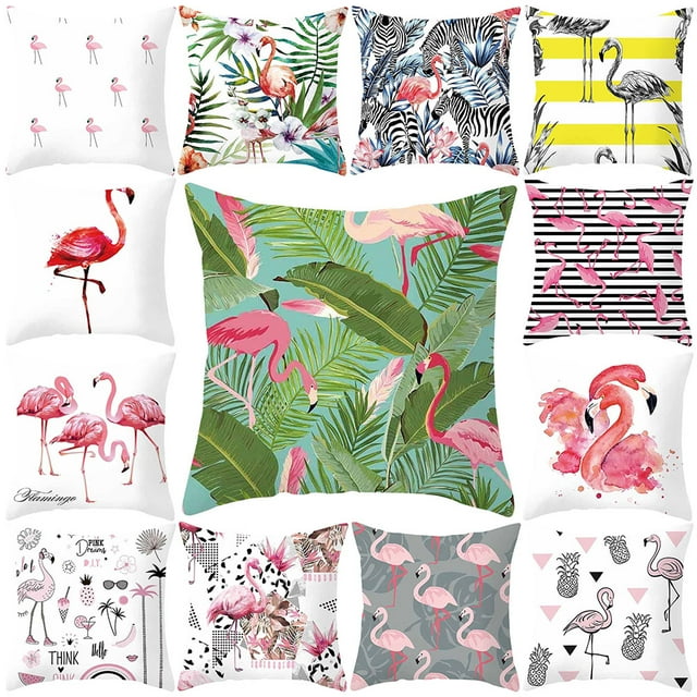 Koszal Lovely Flamingo Square Throw Pillow Protector Case Cushion Cover Bedding Article
