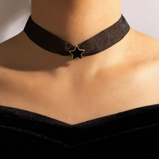 Collar para mujer, joyería para mujer, joyería para mujer, adorno para el cuello, disco, cadena para clavícula femenina, collar corto, joyería, collar con banda para el cuello, collar A