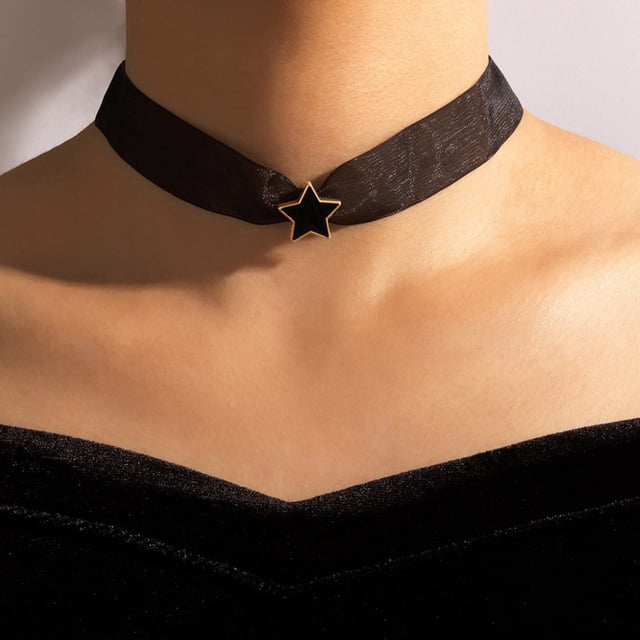 Fiudx Collar de Cadena de Clavícula con Disco de Adorno para El Cuello para Mujer, Joyería Corta, Collar de Banda para El Cuello