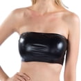 thumbnail image 3 of Traje de baño de mujer con top bandeau y tubo, camisola sin tirantes, color liso, sin mangas Negro, 3 of 7