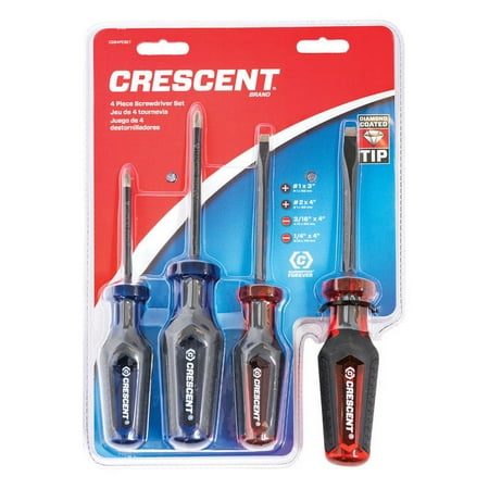 UPC: 0037103309488 | Crescent CGS4PCSET 4 pc. Phillips/Slotted Co-Molded Diamond Tip Screwdriver Set