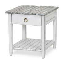 Sea Wind Florida Picket Fence Wood End Table with Drawer in White/Gray