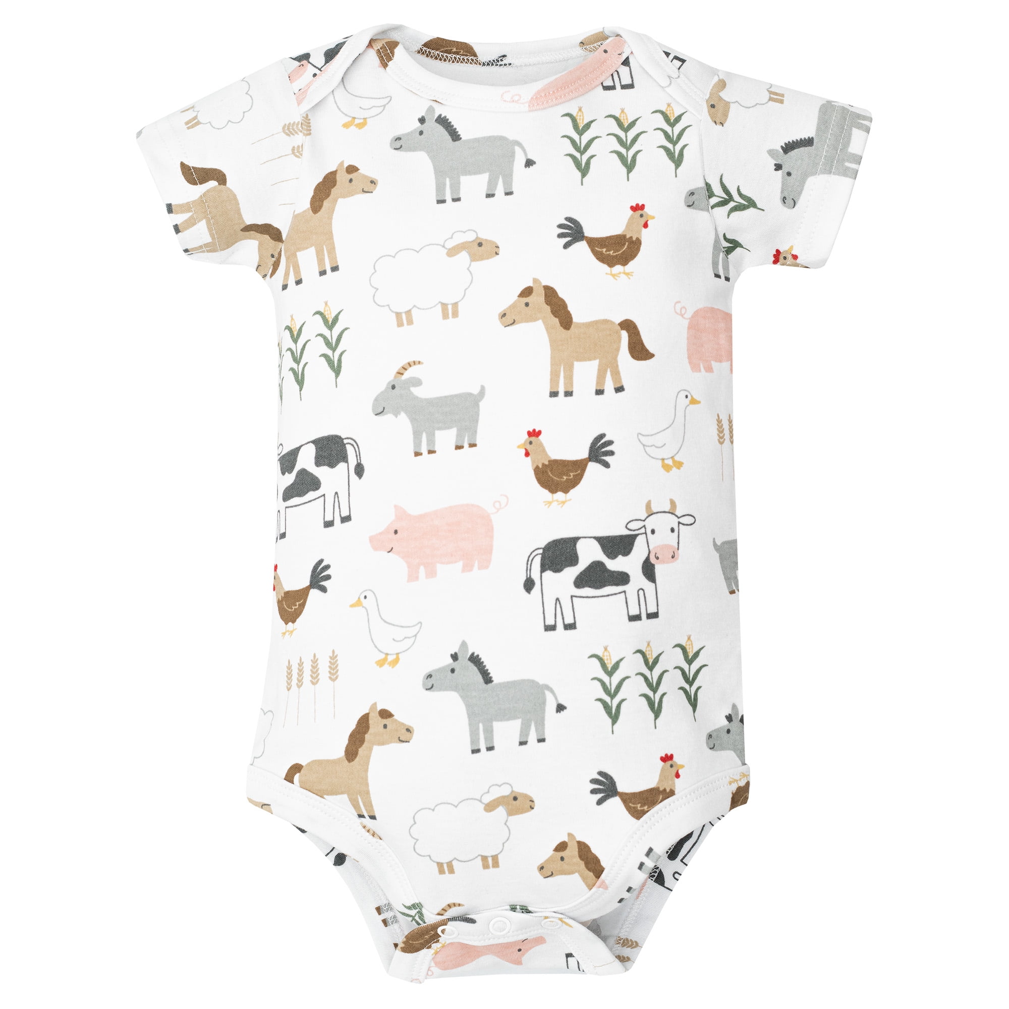 Hudson Baby Infant Cotton Bodysuits 5-Pack, Cute Farm, Preemie