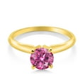 thumbnail image 2 of Gem Stone King 14K Yellow Gold Pink Moissanite Solitaire Engagement 4-Prong Ring for Women | 0.80 Cttw | Round 6MM | Gemstone April Birthstone (Size 7), 2 of 4