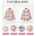 thumbnail image 5 of Womens Plaid Shacket Jacket Long Sleeve Button Down Fleece Hooded Jackets Warm Coat, 5 of 6