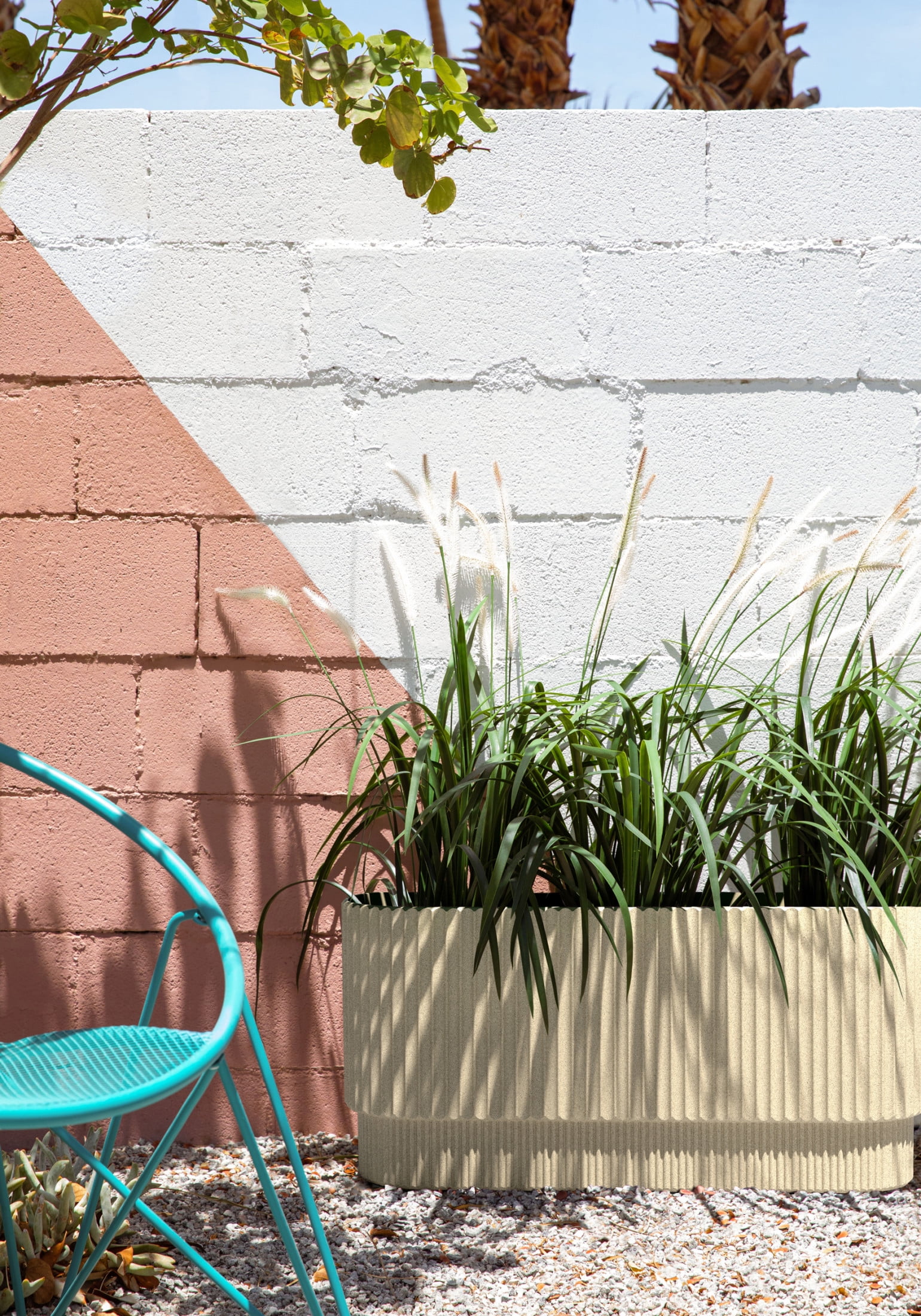 Veradek Demi Series 30" Long Plastic-Stone Planter - Sand