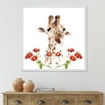 thumbnail image 2 of Designart 'Portrait of A Giraffe With Red Flowers I' Farmhouse Framed Canvas Wall Art Print, 2 of 5