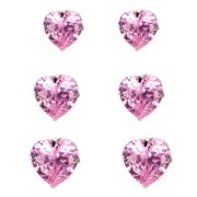 ZETSHION 3Pairs Pink Diamond Love Heart Stud Earrings Sterling Silver CZ Halo Heart Cartilage Studs Post for Women Girls