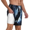 thumbnail image 2 of Sigee Night Scene of Wolves Print Mens Swim Trunks with Compression Liner Quick Dry Swim Stretch Beach Shorts with Pockets,S-3XL, 2 of 7