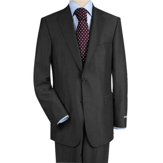 High-Quality Construction Two-Button Darkest Charcoal Gray Suit