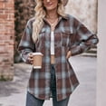 thumbnail image 7 of zaveiop Womens Oversized Flannel Plaid Shirts Casual Button Down Blouse Tops with Pockets (Brown, XL), 7 of 7