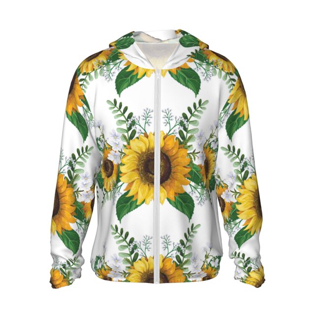 Fotbe Sunflowers (2) Chaqueta con Protección Solar UPF 50+ para Hombre y Mujer, Camisa con Capucha y Bolsillos-Medium