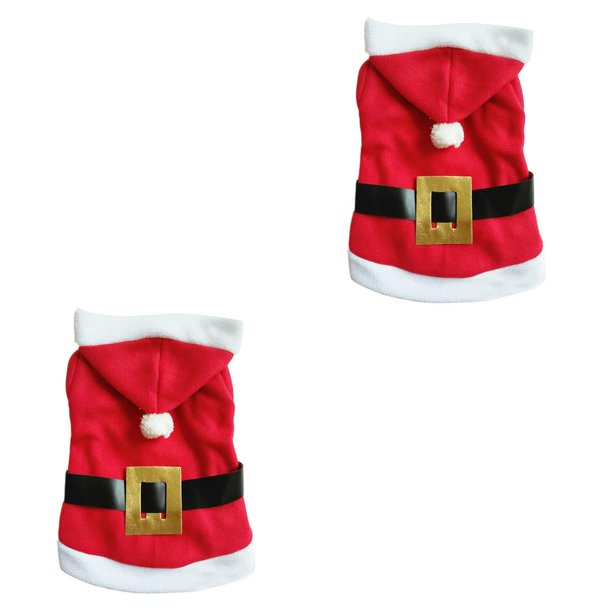Methold Disfraz de Papá Noel para perros, ropa navideña para mascotas, abrigo con capucha de invierno, ropa para perros pequeños, ropa para mascotas, rojo XS 2piezas Methold CBP104401
