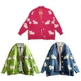 thumbnail image 3 of URTERYSER Women Long Sleeve Knit Cardigan Cartoon Sheep Button Sweater Coat with Pockets Rose Red, 3 of 9