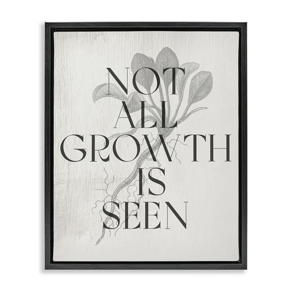 Stupell Industries Not All Growth Is Seen Plants & Flowers Painting Black Floater Framed Canvas Art Print Wall Art, 17 x 21