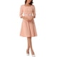 thumbnail image 2 of INSPIRE CHIC Vestido Midi de Iglesia Elegante de Cuello Cuadrado con Manga 3/4 y Cinturón con Pliegues en Color Rosa, 2 of 6