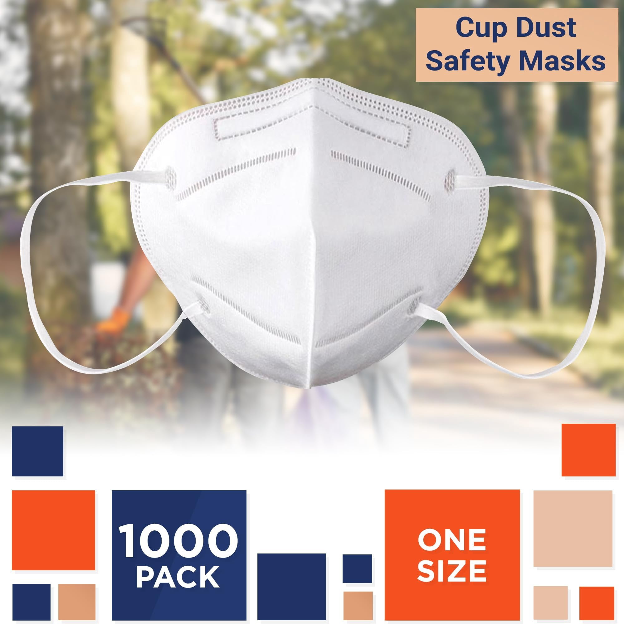 White Cup Dust Safety Masks, Disposable PP Face Masks, 1000 Count, One Size
