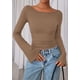 thumbnail image 2 of Remera PRETTYGARDEN Otoño 2025 Crop Top de Manga Campana Marrón Claro XXL, 2 of 8