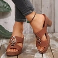 thumbnail image 3 of Womens Wedge Sandals Walking Sandals Women Women's Sandals Block Heel Sandals for Women 2026 Summer Open Toe Chunky Platform Wedges Non-Slip Casual Hollow Out Lightweight Shoes Brown 7.5, 3 of 6