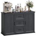 thumbnail image 1 of HOMCOM Buffet Bahut avec 3 Tiroirs et 2 Portes Grain de Bois Noir, 1 of 10