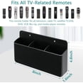 thumbnail image 2 of Soporte de control remoto de 3 ranuras, control remoto de TV y accesorios de almacenamiento para bolígrafos de pared, para oficina en casa, escuela (negro, 1 unidad), 2 of 3