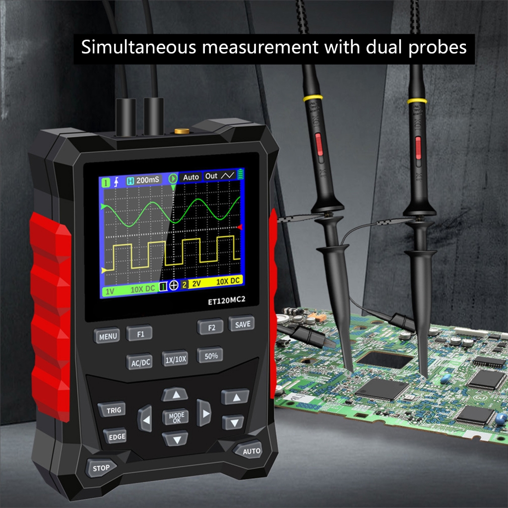 Zeiwohndc Oscilloscope with 2 Channel Waveforms Storage 120M Bandwidth 2.4inch Display