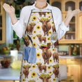 thumbnail image 6 of Beige Highland Cow Sunflower Pattern Apron-Garden Aprons for Women with Pockets-Cotton Linen Waterproof Kitchen Cooking Gardening Aprons Adjustable for Kitchen,Cooking,BBQ and Salon 33x27 Inch, 6 of 7