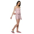 thumbnail image 3 of Moomaya Solid Spaghetti Strap 2 Piece Set Nightdress Drawstring Waist Nightwear, 3 of 6