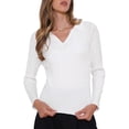 thumbnail image 1 of SUéTER DE CUELLO CON SOLAPA INSPIRE CHIC para mujer, de manga larga, top de punto casual de primavera XL blanco, 1 of 1