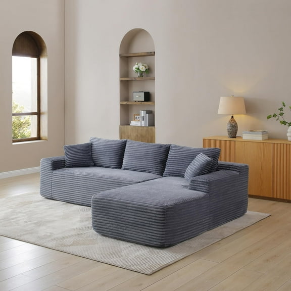 105.5" Modern Boneless Couch with Chaise, Modular Sectional Sectional Sofa with Deep Seat, No Assembly Required, L-Shaped Cloud Sectional Couch for Living Room/Office