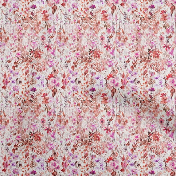 oneOone Cotton Flex Red Fabric Florals Sewing Material Print Fabric By The Yard 40 Inch Wide