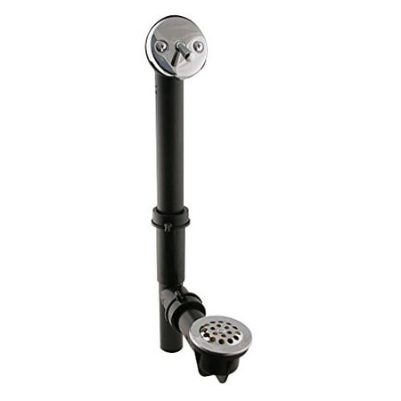 Trip Lever Tubular Bath Waste & Overflow Assembly in Black with Polished Chrome Trim