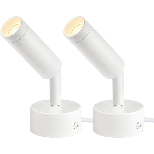 Paquete de 2 focos LED para interiores de 5000 K, luces ascendentes ajustables, foco de suelo regulable de 3 W para decoración de plantas, 120 V, iluminación ascendente para interiores.