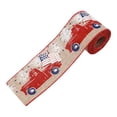 thumbnail image 2 of Patriotic Wired Ribbon 2.5 Inch x 2.2 Yards Red Script White Flowers Fabric Burlap Ribbon for 4th of July Independence Day Handmade Wreaths Bows Gift Wrapping 1 Roll, 2 of 9
